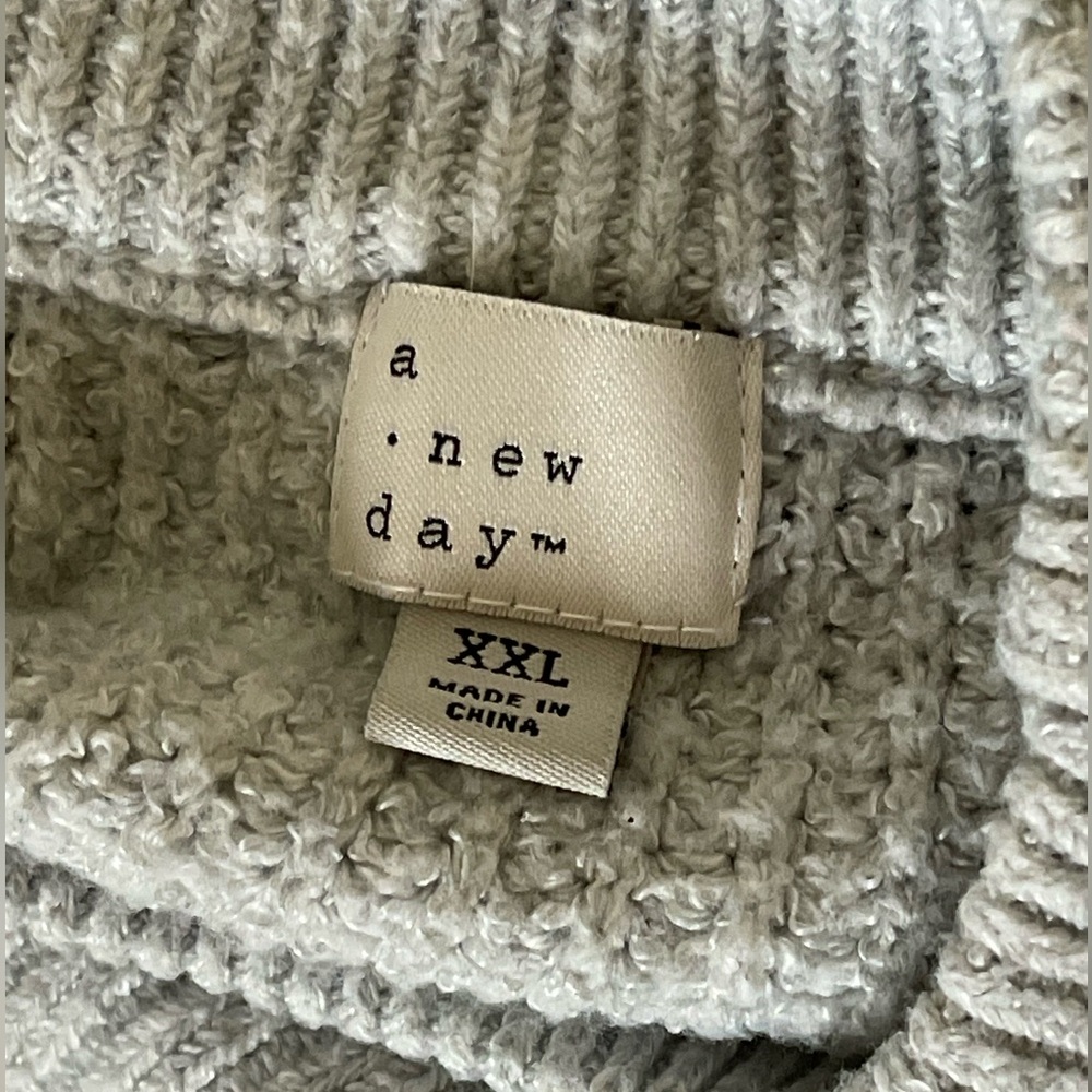 A New Day Light Gray Ribbed Sweater XXL Soft Stretch Puffed Shoulder Clean Girl - Picture 4 of 11